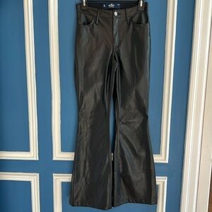 Hollister Faux Leather High Rise Flare Black Pants - Size W25 1S